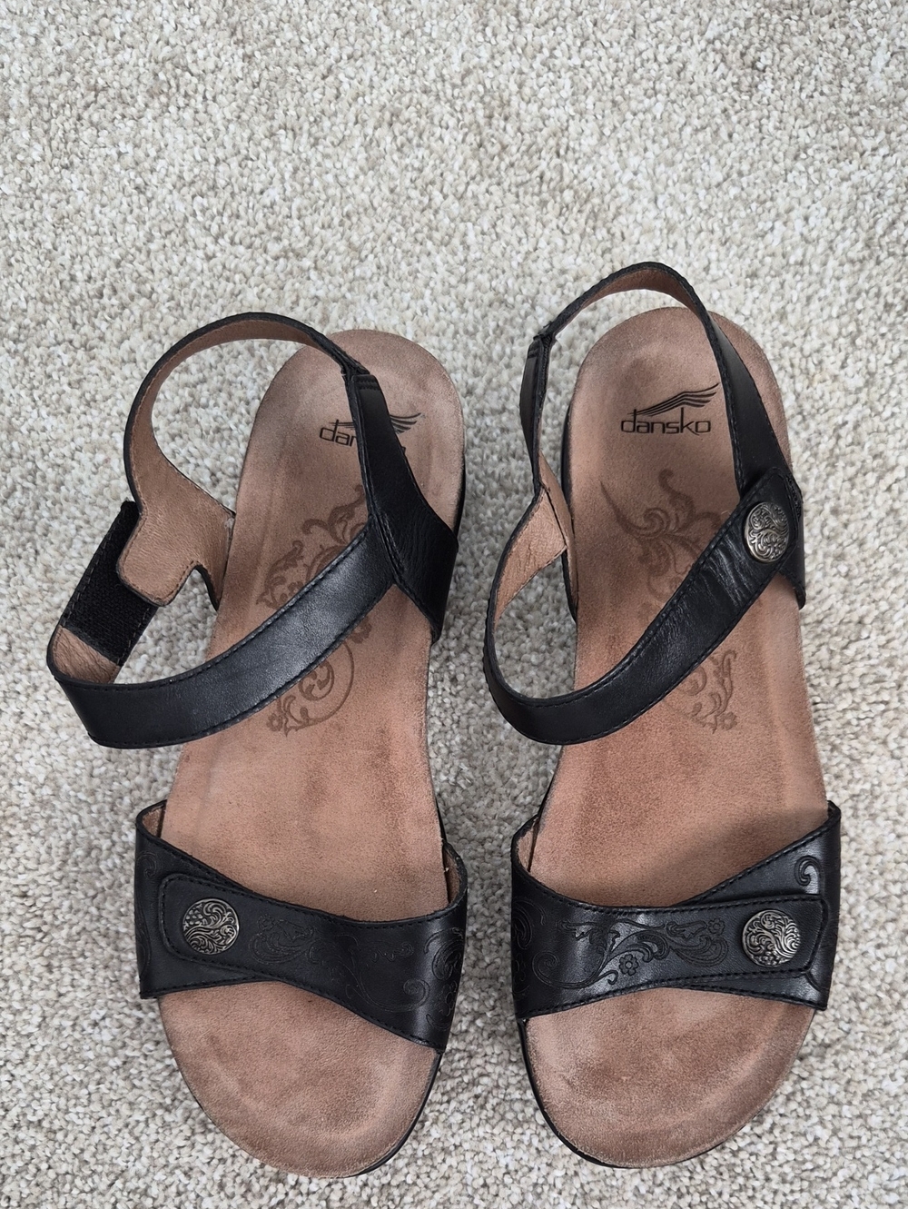 Dansko Black Leather Open-Toe Slingback Sandals Sz 38